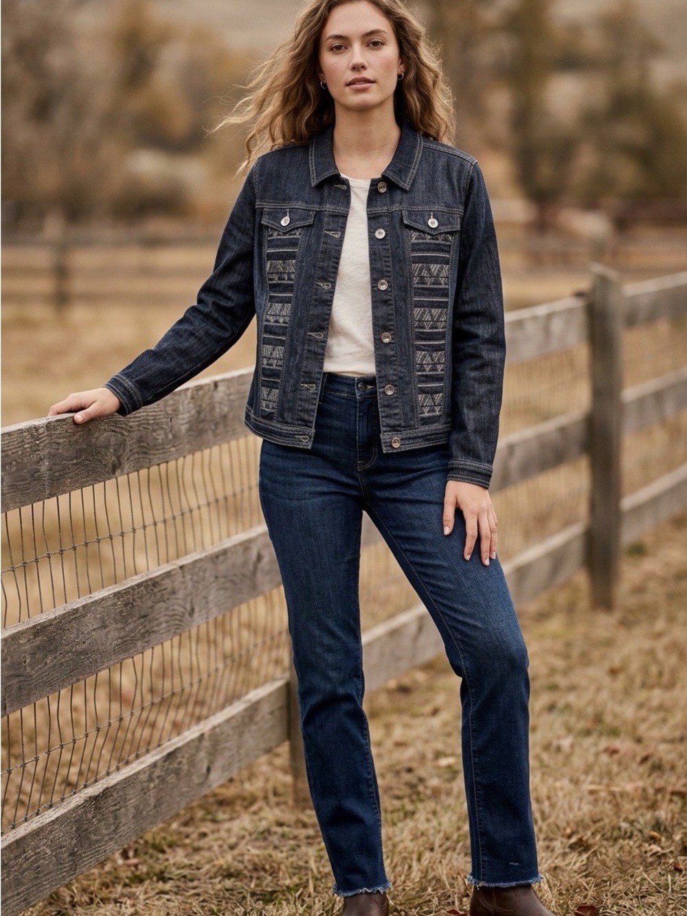 Christopher & Banks Southwestern Boho Denim Jacket
